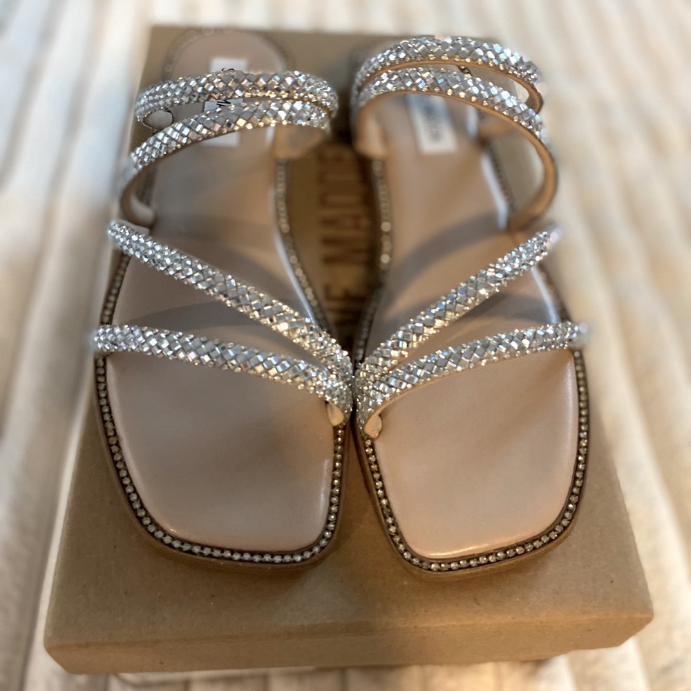 Steve Madden Sliver Rhinestone Sandals